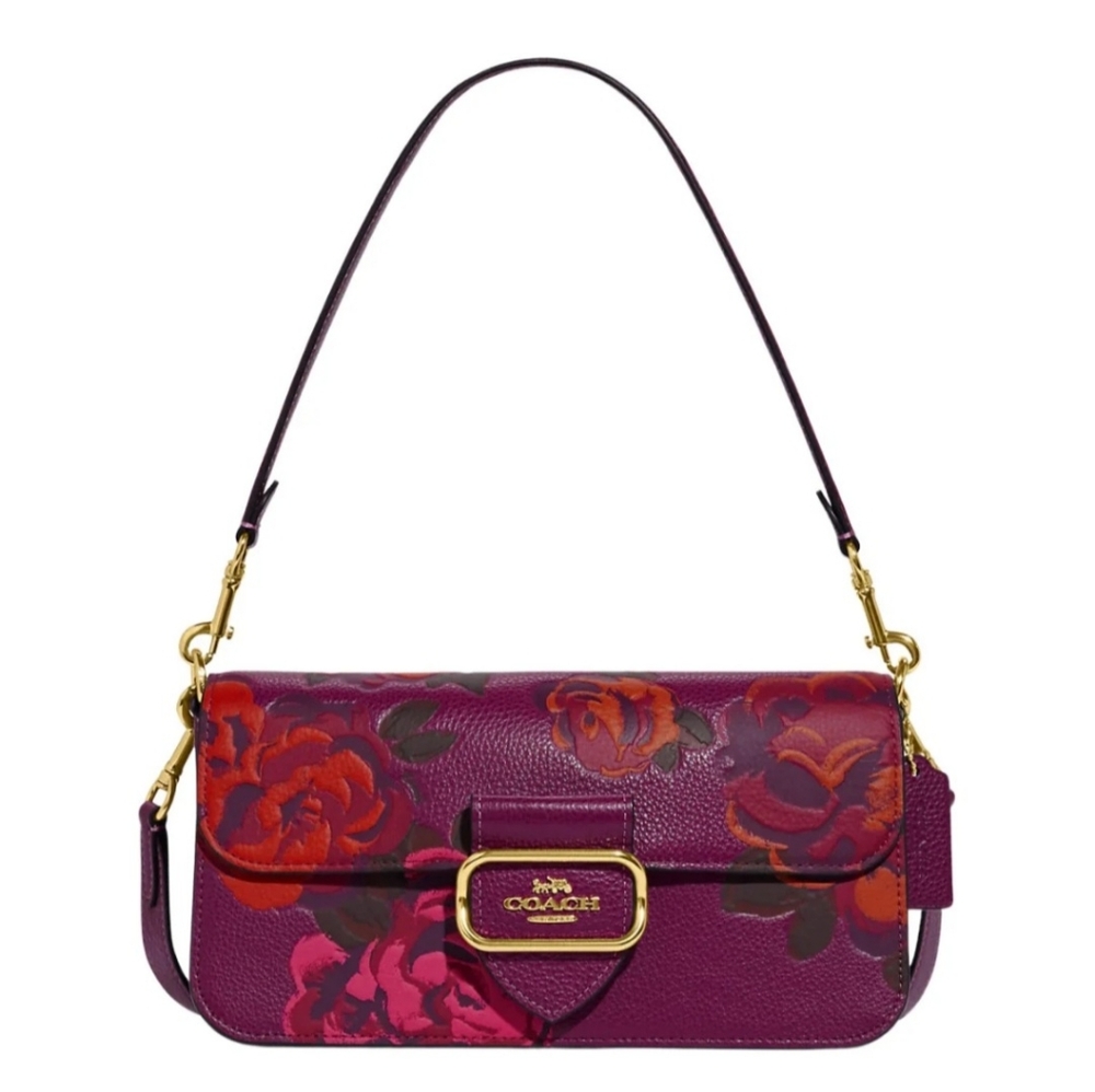 Coach Morgan Floral Purple Shoulder Bag NWOT ** Matching Wallet ** In Closet Too